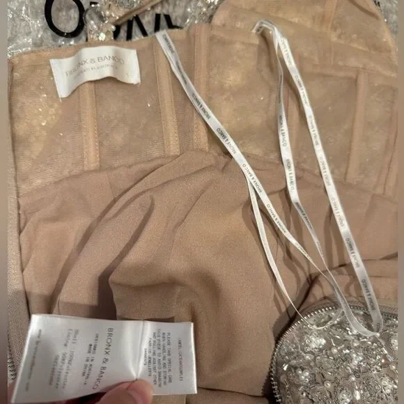 NWOT Bronx and Banco Allegra Silver Sequin Maxi Dress Gown, size XS, S &M - Picture 10 of 11